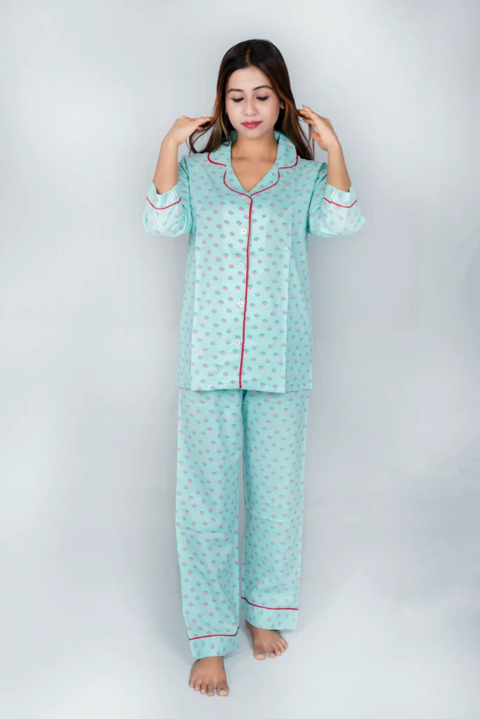 Cup Cake Printed Light Blue cotton Night suit